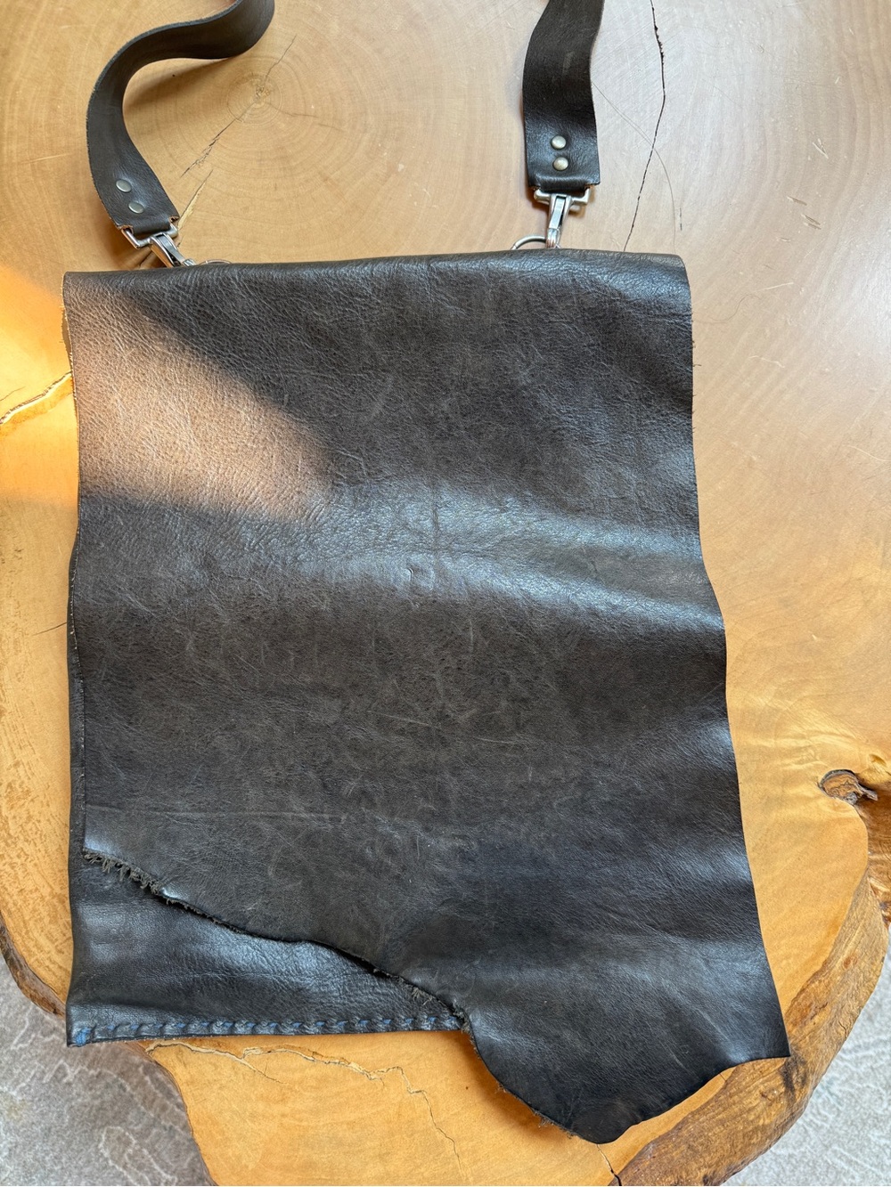 Black Leather handmade Crossbody Bag